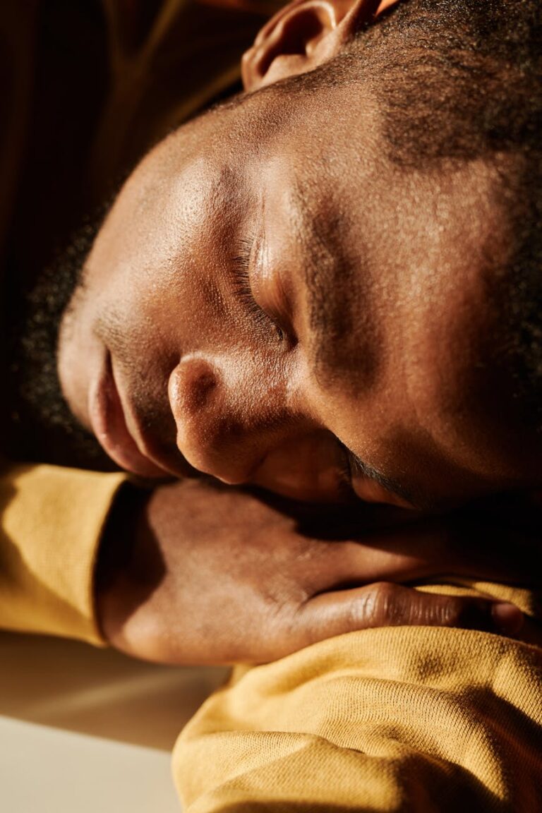 close up of man sleeping